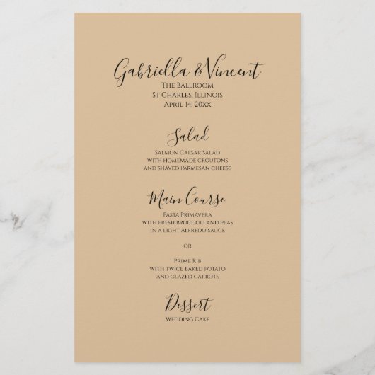 White Rose, Ring and Pearls Wedding Menu (Achterkant)