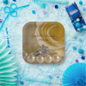 White Rose, Ring and Pearls Wedding Papieren Bordje (Feest)