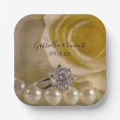 White Rose, Ring and Pearls Wedding Papieren Bordje (Voorkant)