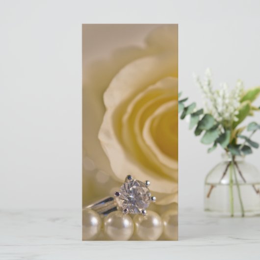 White Rose, Ring and Pearls Wedding Programme Programmakaart (Staand voorkant)