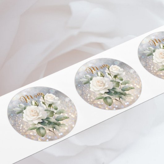 White Rose Ronde Sticker