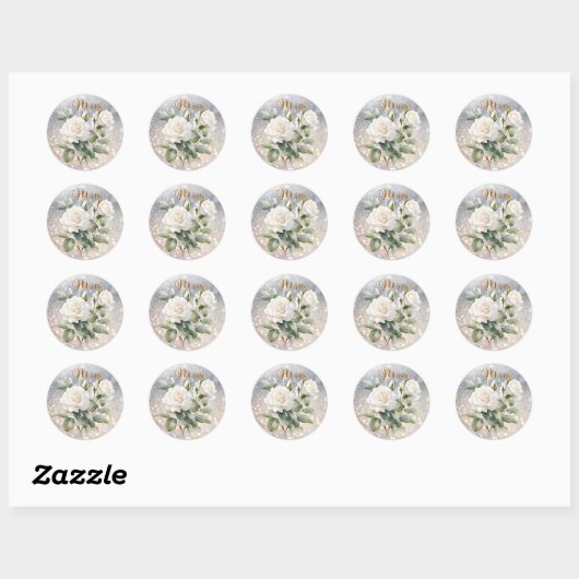 White Rose Ronde Sticker (Vel)
