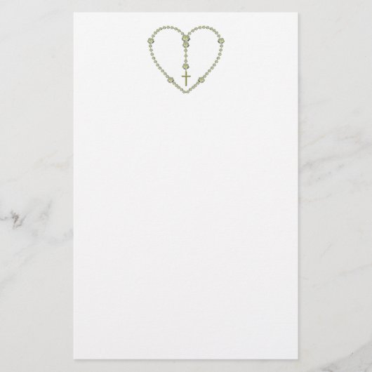White rose Rosary Briefpapier (Voorkant)