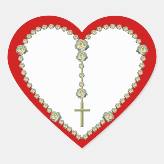 White rose Rosary Hart Sticker (Voorkant)