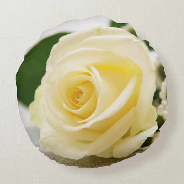 White Rose Round Pillow Rond Kussen (Achterkant)