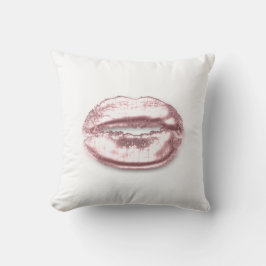 White Rose roze Glitter Kiss Lips Makeup Minimum Kussen