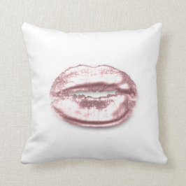 White Rose roze Glitter Kiss Lips Makeup Minimum Kussen