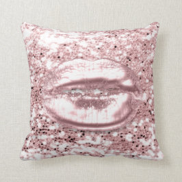 White Rose roze Glitter Kiss Lips Makeup Spark Kussen