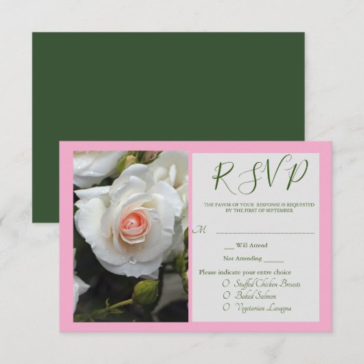 White Rose RSVP-kaart Informatiekaartje (Voorkant / Achterkant)