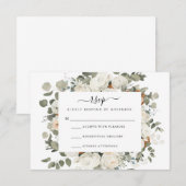 White Rose RSVP-kaart RSVP Kaartje (Voorkant / Achterkant)