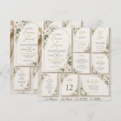   White Rose Sage Green Wedding Invitation Kaart (Voorkant / Achterkant)