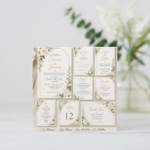   White Rose Sage Green Wedding Invitation Kaart (Staand voorkant)