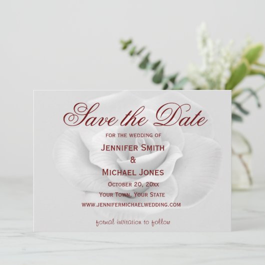 White Rose Save the Date (Staand voorkant)