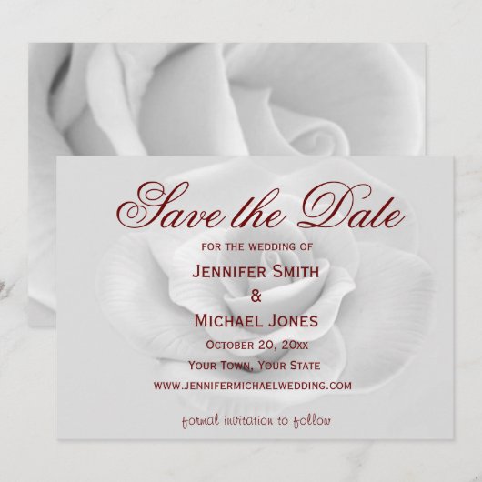 White Rose Save the Date (Voorkant / Achterkant)