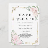 White Rose Save the Date Pensioen Kaart (Voorkant / Achterkant)