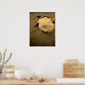 White Rose Sepia Poster (Keuken)