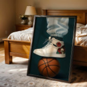 White Rose Skull High-Topjes op basketbal Poster