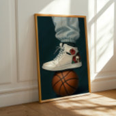 White Rose Skull High-Topjes op basketbal Poster