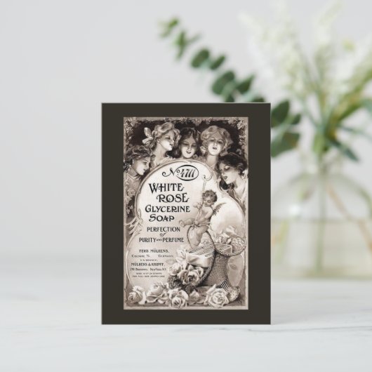 White Rose Soap Advertisation Briefkaart (Staand voorkant)