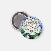 White Rose Stained Glass Magneet (Voorkant / Achterkant)