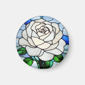White Rose Stained Glass Magneet (Voorkant)
