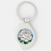 White Rose Stained Glass Sleutelhanger (Voorkant)