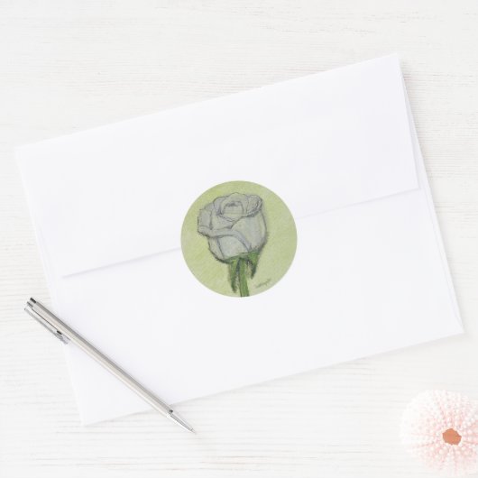White Rose Sticker hand drawn original artwork. (Envelop)