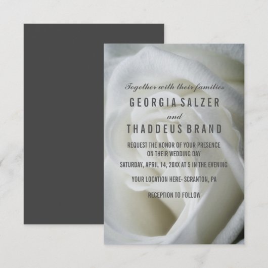 White Rose textured Weddencard Kaart (Voorkant / Achterkant)