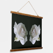 White Rose Twins Bloemen Hangend Wandkleed (Gebogen)