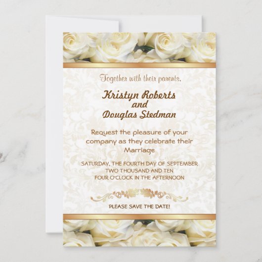 White Rose - Uitnodiging voor bruiloft (Voorkant)