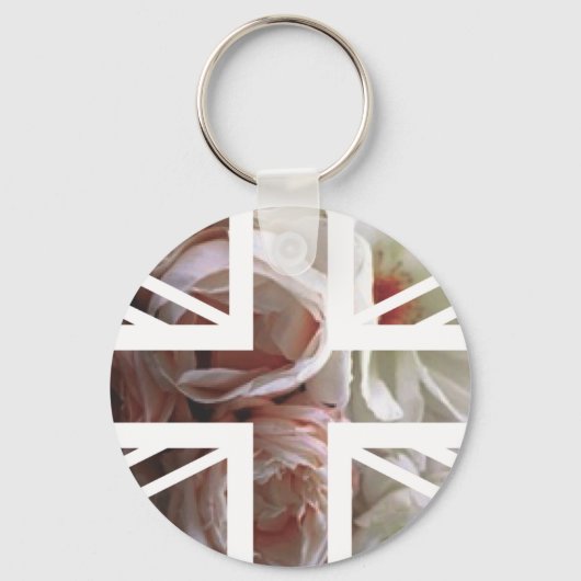  White Rose Union Jack British (UK) vlag Sleutelhanger (Voorkant)
