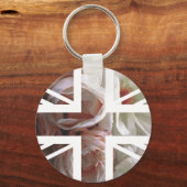  White Rose Union Jack British (UK) vlag Sleutelhanger (Voorkant)