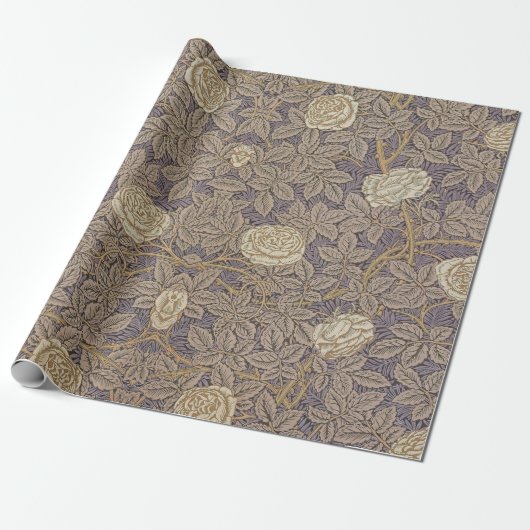 White Rose Vine William Morris Wrapping Paper Cadeaupapier (Uitgerold)