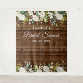 White Rose Vrijgezellenfeest Chic Photo Booth Back Wandkleed (Voorkant)