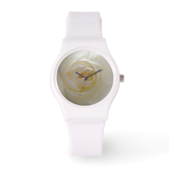 White Rose Watch Romantic Roos Polt Wrist Watts Horloge (Voorkant)
