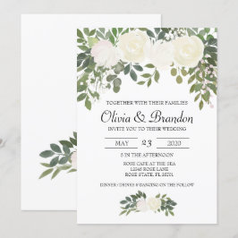 White Rose Waterverf Flowers Kaart