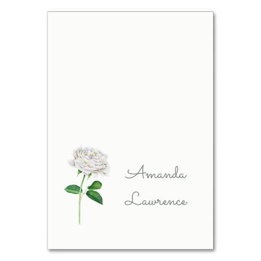 White Rose Waterverf Gepersonaliseerde Place Cards Kaart (Voorkant)