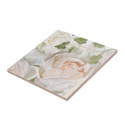 WHITE ROSE WATERVERF TEGELTJE (Zijkant)