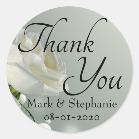 White Rose Wedding Bedankt Ronde Sticker (Voorkant)