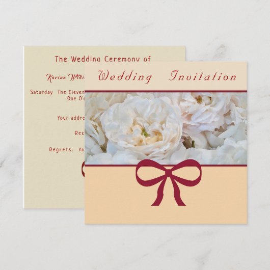 White Rose Wedding Invitation Kaart (Voorkant / Achterkant)