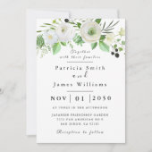 White Rose Wedding Invitation Kaart (Voorkant)
