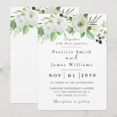 White Rose Wedding Invitation Kaart (Voorkant / Achterkant)