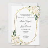 White Rose Wedding Invitation Kaart (Voorkant)