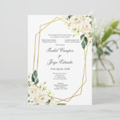White Rose Wedding Invitation Kaart (Staand voorkant)
