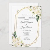 White Rose Wedding Invitation Kaart (Voorkant / Achterkant)