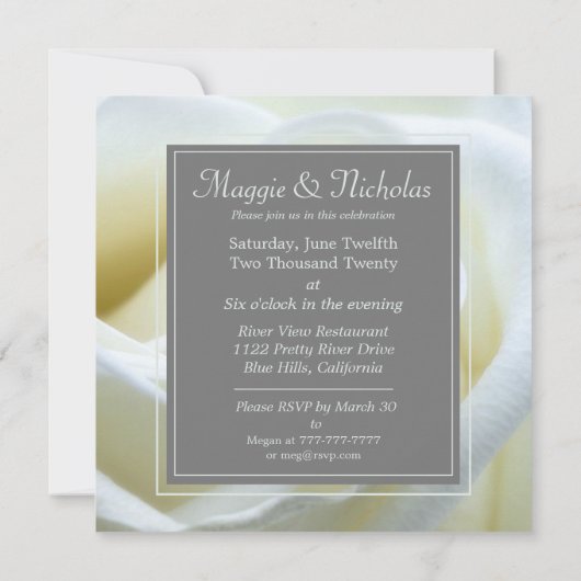 White Rose Wedding Kaart (Achterkant)