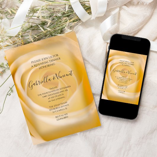 White Rose Wedding Rehearsal Dinner Invitation Kaart