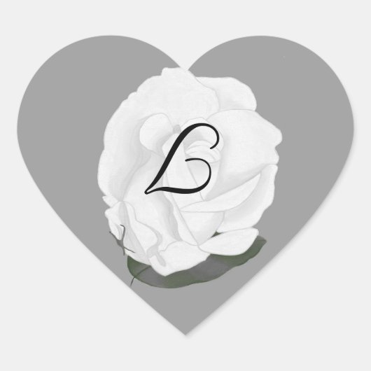 White Rose Wedding Seals, Monogram Stickers (Voorkant)