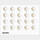 White Rose Wild Strawberry Wedding Bedankt Ronde Sticker (Vel)