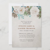 White Rose Winter Wedding Rehearsal Dinner Kaart (Voorkant)